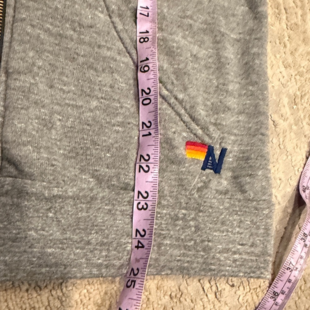 Aviator Nation Gray Zip Hoodie with Blue Stripe Accents - Picture 6 of 9